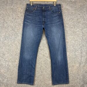 Levis 501 Jeans Mens 36x30 Blue Original Straight Classic Button Fly Whiskered